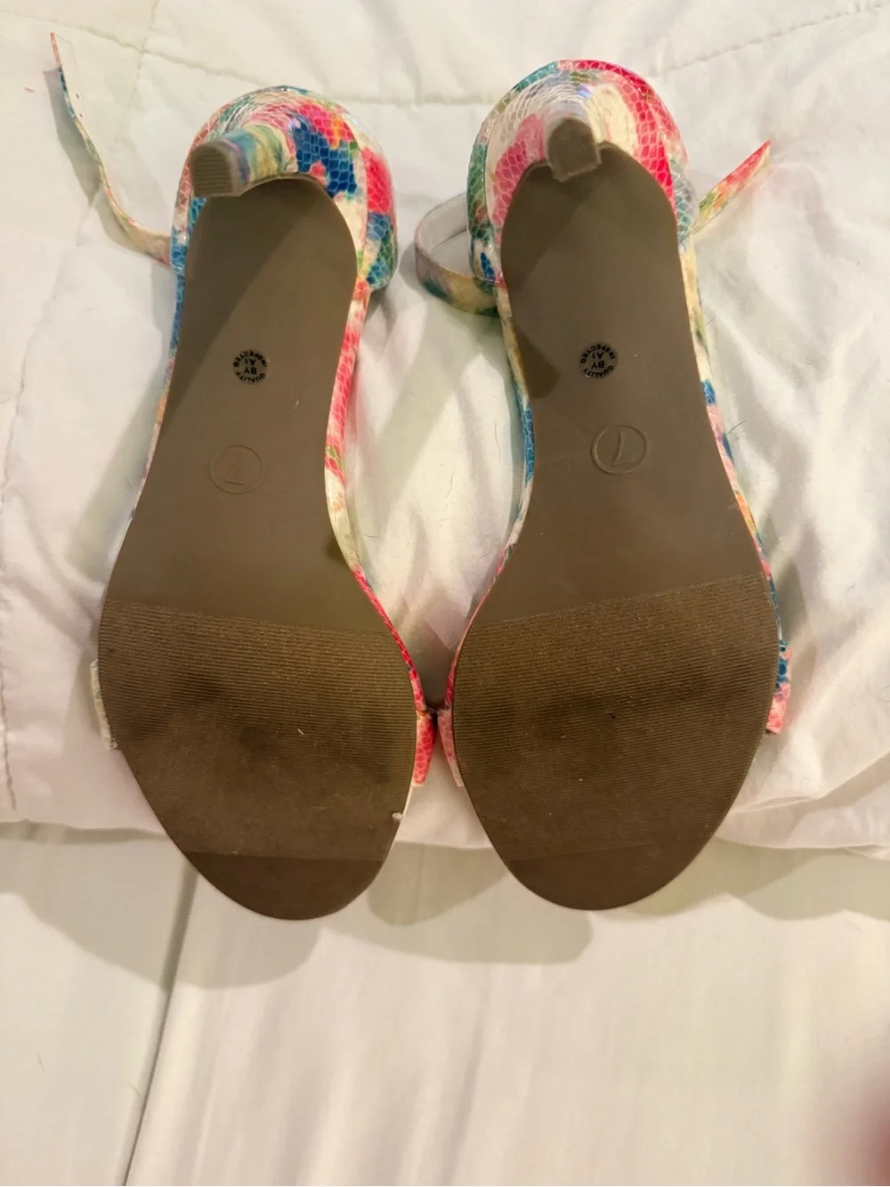Worthington Multicolor Floral Ankle-Strap Heels